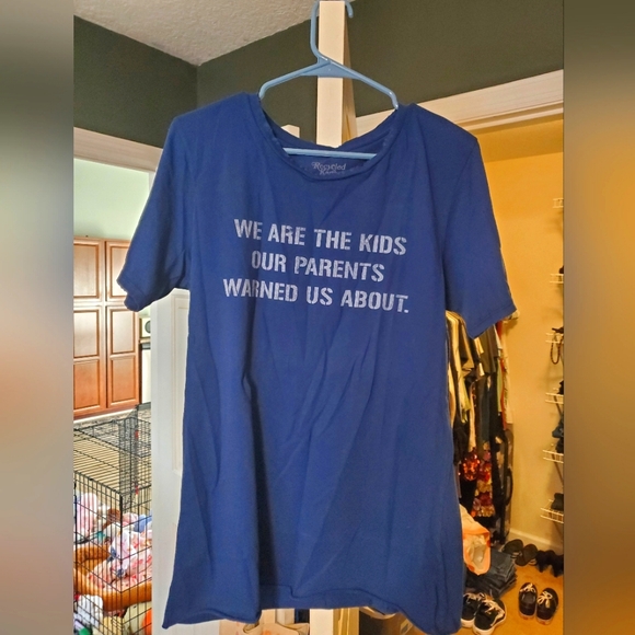 Recycled Karma Tops - Recycled Karma Navy Blue Graphic Tee